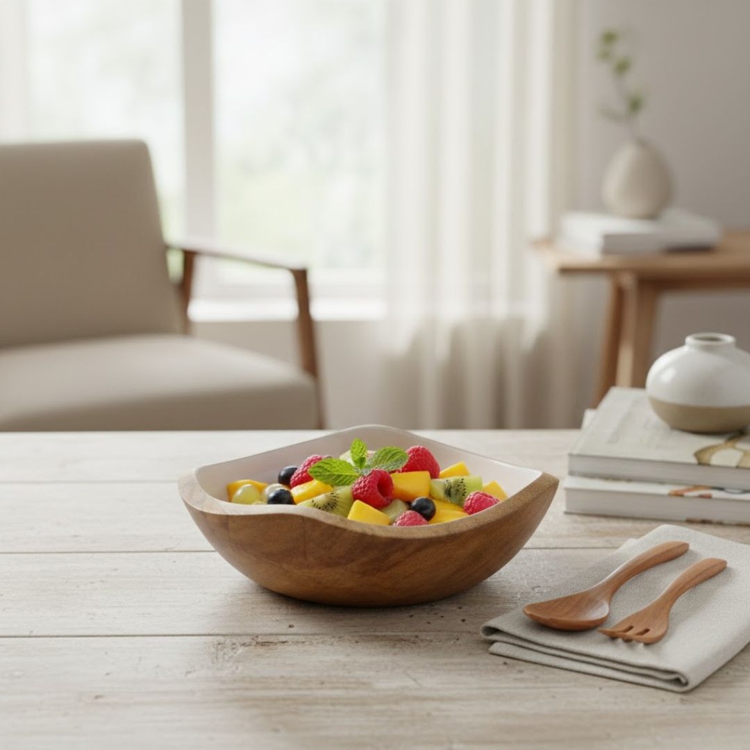 Enamel Wooden Bowl for Sustainable Dining – M 2.0
